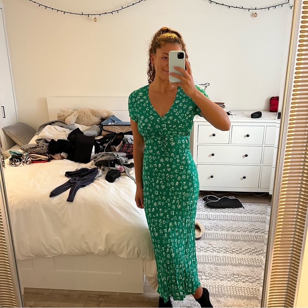 Obey green long dress with little flowers